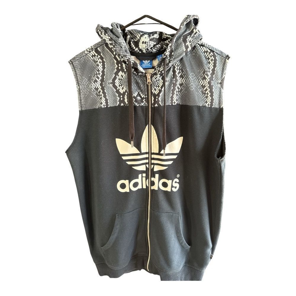 Adidas Original RARE Black & White Snakeskin Print Sleeveless Hoodie Dress